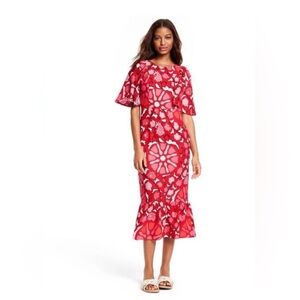 RHODE x Target Zinnia Floral Bell Sleeve Midi Dress Size 10